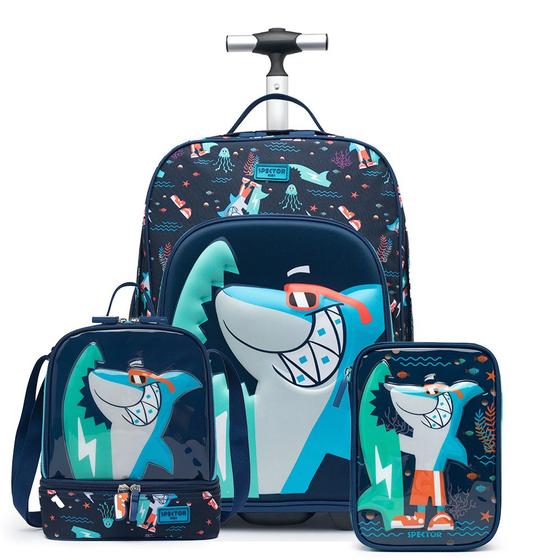 Kit Mochila Escolar Rodinha Spector Menino Estojo Lancheira Infantil