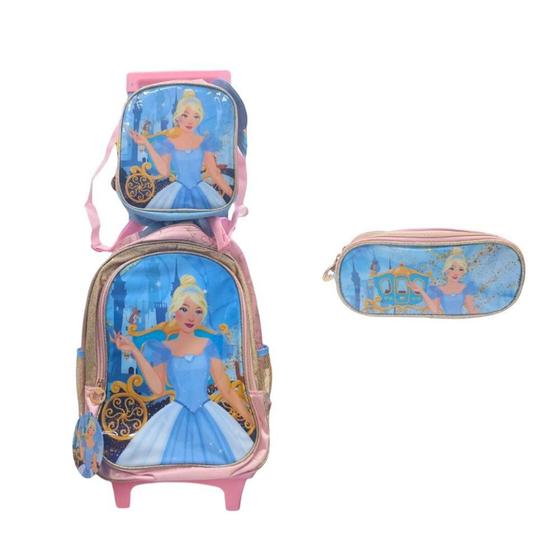 Imagem de Kit Mochila Escolar Rodinhas  Princesa - Denlex