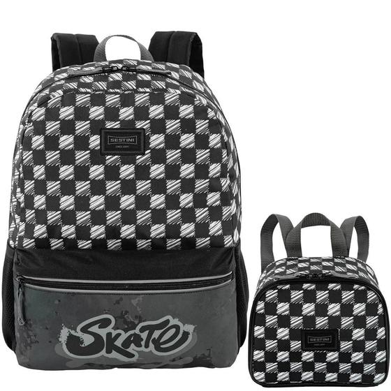 Imagem de Kit Mochila Escolar Skate Plus Costas Preta Tam G Infantil