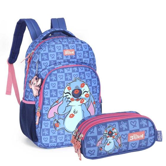 Imagem de Kit Mochila Escolar Stitch Original Luxcel