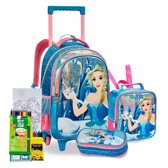 Imagem de Kit Mochila Estojo e Lancheira Coleção Ice Girl Denlex