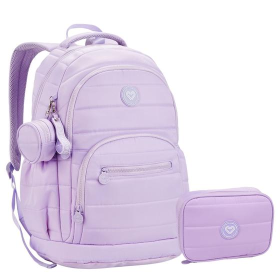 Imagem de Kit Mochila Estojo Feminina Compartimento Notebook ColorUp