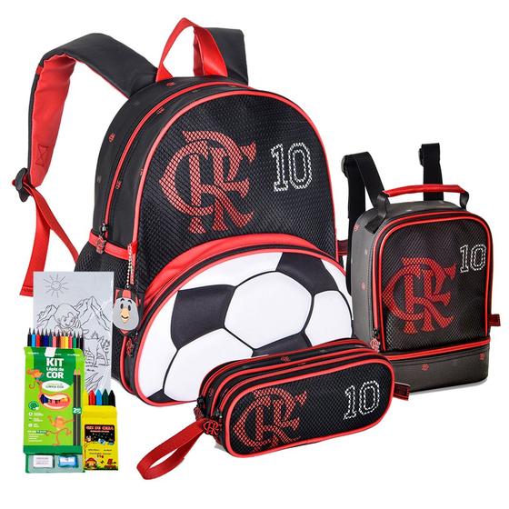 Imagem de Kit Mochila Estojo Lancheira Infantil Flamengo Menino