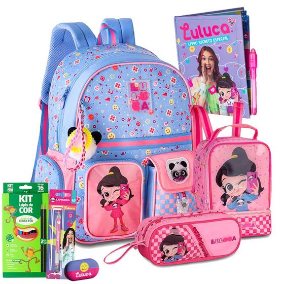 Imagem de Kit Mochila Estojo Lancheira Luluca Infantil Costas 2025