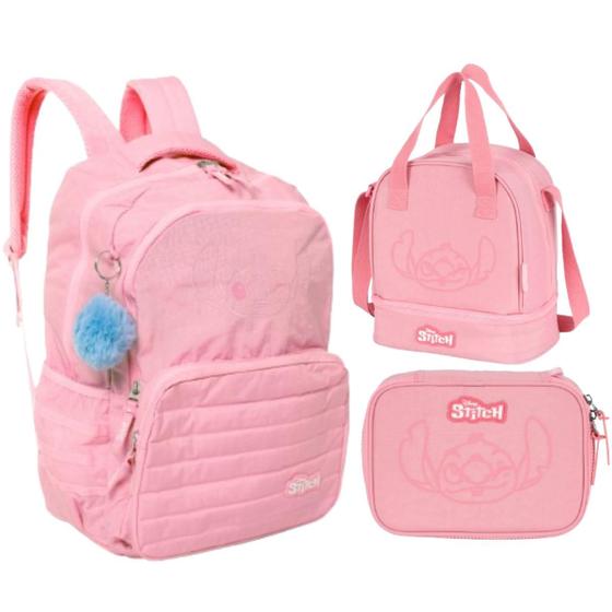 Imagem de Kit Mochila Estojo Lancheira Stitch Lançamento Original