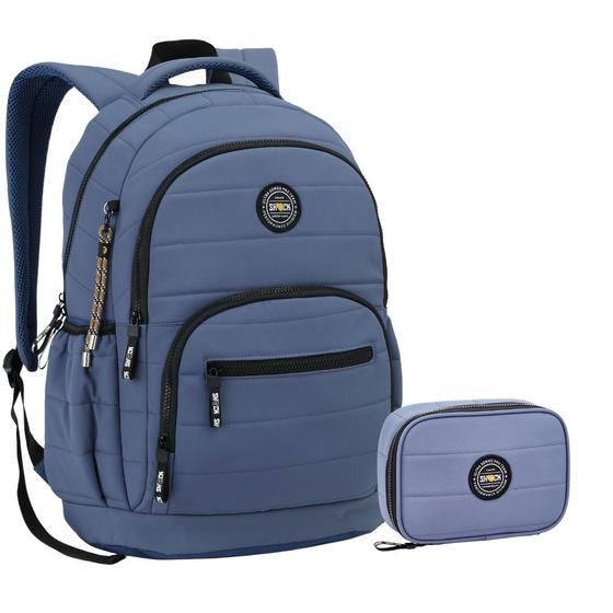 Imagem de Kit Mochila Estojo Masculina Compartimento Notebook