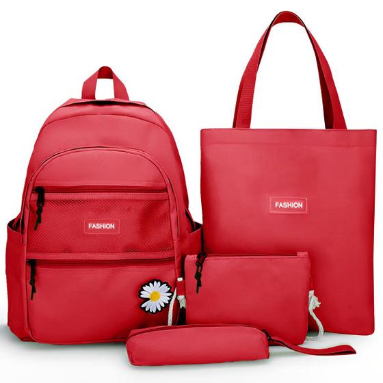 Imagem de Kit Mochila Feminina + Bolsa Sacola + Estojo Semi Impermeavel Altissima Qualidade Casual Esportivo Trabalho Faculdade