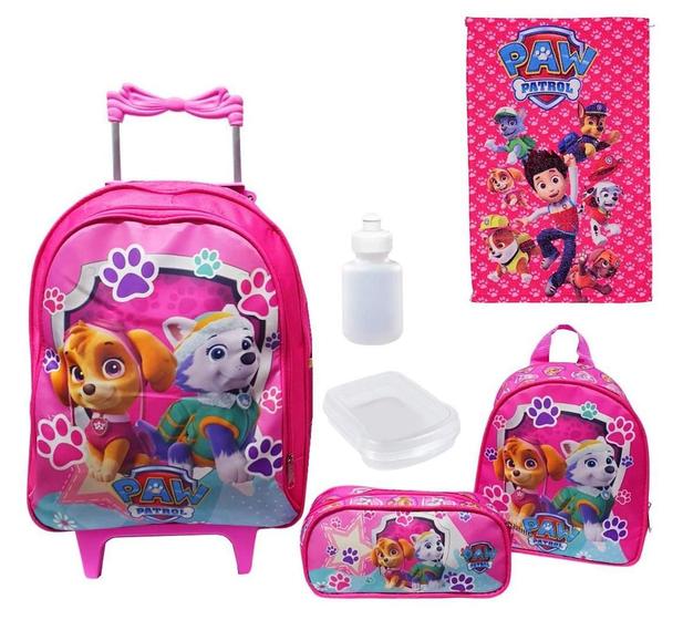 Kit Mochila Feminina Infantil Rodinhas Patrulha Canina Sky Menor preço em Kit Mochila Feminina Infantil Rodinhas Patrulha Canina Sky