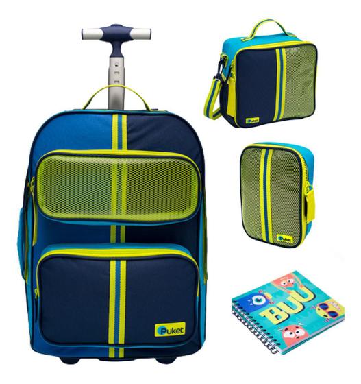 Kit Mochila Grande Com Rodinha Color Block Meninos Puket - Mochila ...