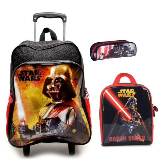 Imagem de Kit Mochila Grande Com Rodinha Lancheira E Estojo Star Wars