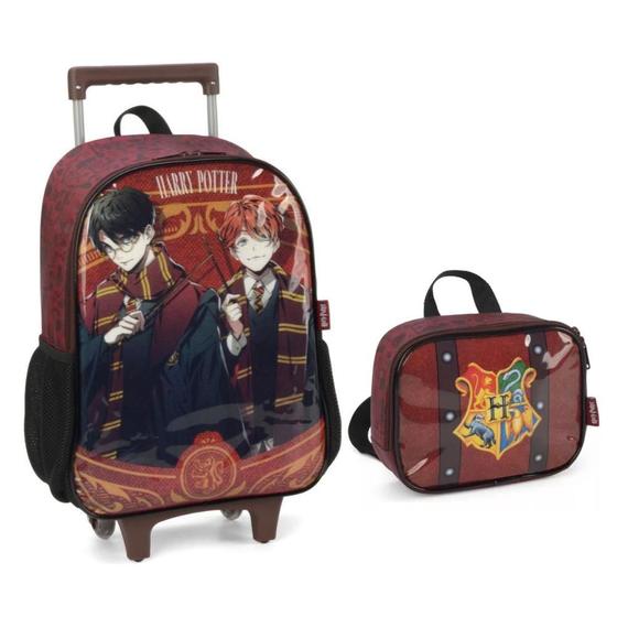 Imagem de Kit Mochila Grande Com Rodinha Lancheira Harry Potter