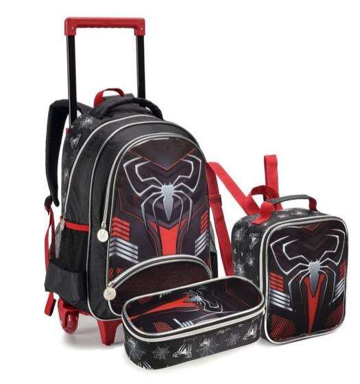 Kit Mochila Homem Spider Dark Aranha Infantil Escolar com Lancheira + Estojo Menor preço em Kit Mochila Homem Spider Dark Aranha Infantil Escolar com Lancheira + Estojo