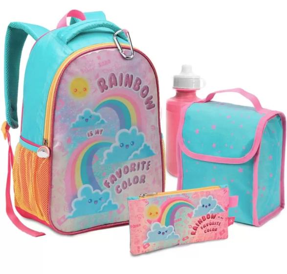 Imagem de Kit Mochila Infantil 5 Peças Lancheira Estojo Menina Feminina Seanite