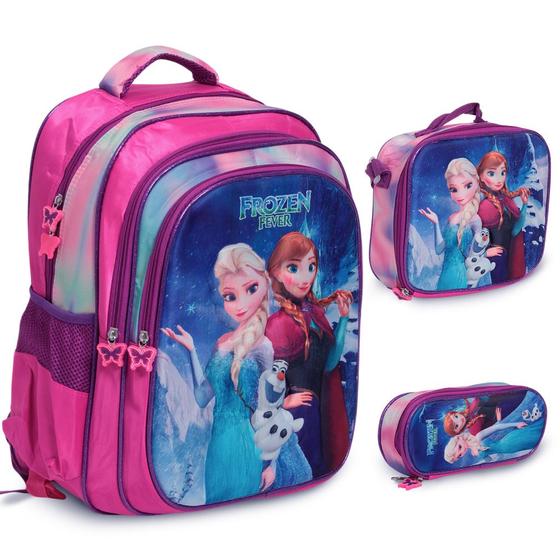 Imagem de Kit Mochila Infantil Alça Costas Frozen Envio Imediato