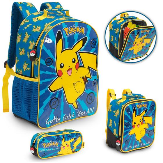 Imagem de Kit Mochila Infantil Bolsa Pokémon Com Lancheira Térmica