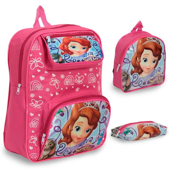 Imagem de Kit Mochila Infantil Bolsa Princesinha Sofia Com Lancheira