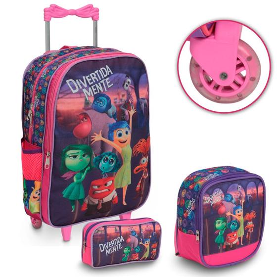 Imagem de Kit Mochila Infantil Bolsa Rodinha Divertidamente Lançamento