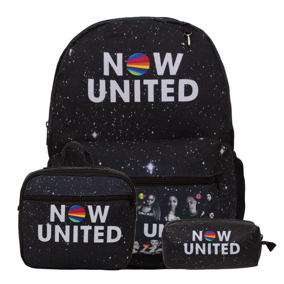 Imagem de Kit Mochila Infantil Com Lancheira Now United Preta Passeio