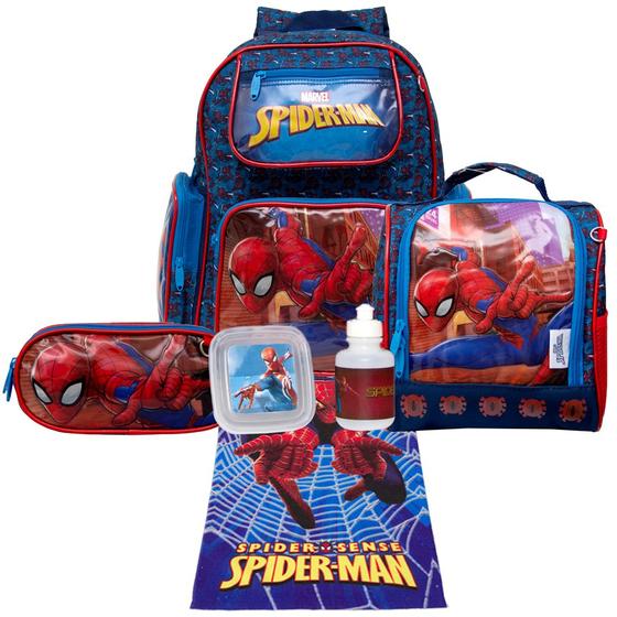 Imagem de Kit Mochila Infantil com Lancheira Spider Man com Itens
