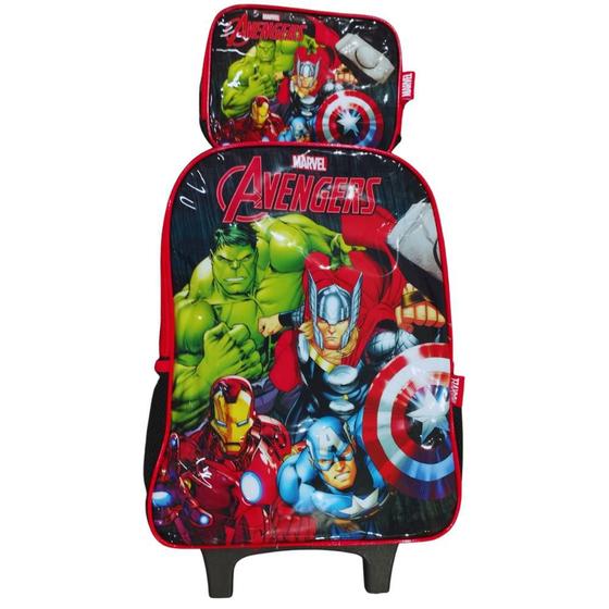 Imagem de Kit Mochila Infantil Com Lancheira Vingadores Preto - Luxcel