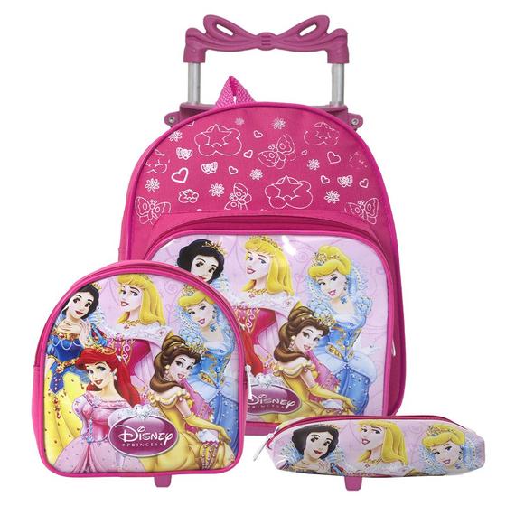 Kit Mochila Infantil Com Rodinha Menina Princesas Estojo Menor preço em Kit Mochila Infantil Com Rodinha Menina Princesas Estojo