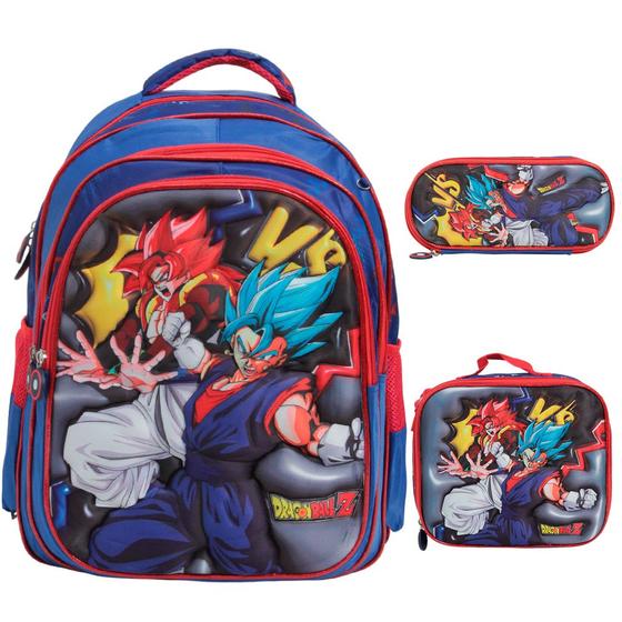 Imagem de Kit Mochila Infantil Costas Dragon Ball Z 3D Lancheira Tam G