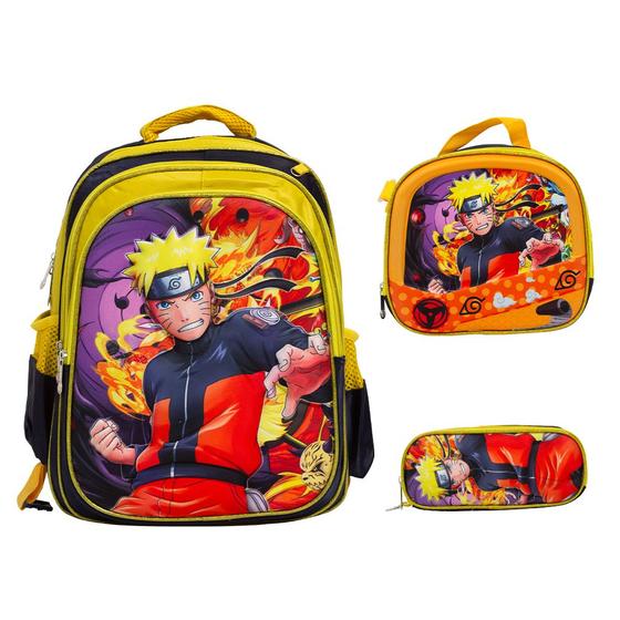 Imagem de Kit Mochila Infantil De Costas Naruto Uzumaki Anime Toys 2U