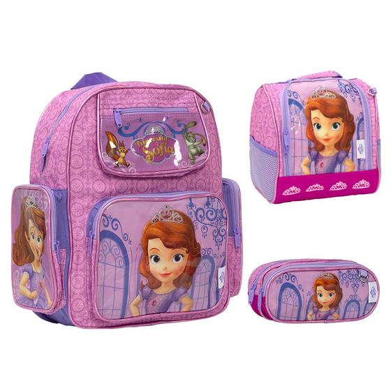 Imagem de Kit Mochila Infantil De Costas Princesinha Sofia Passeio