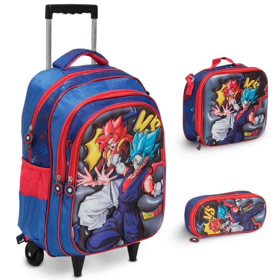 Imagem de Kit Mochila Infantil De Rodinha Dragon Ball Lancheira Térm