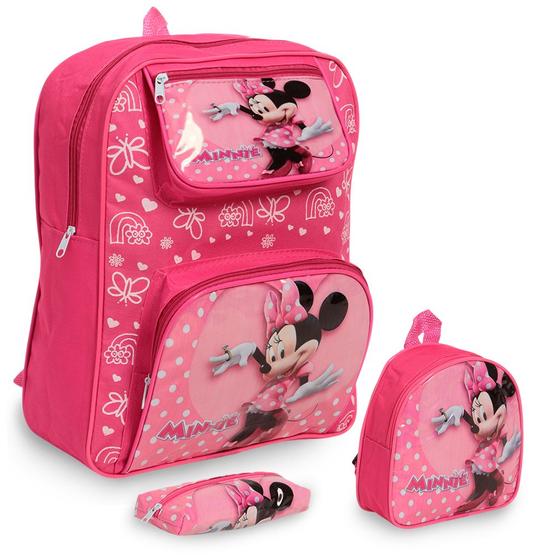 Imagem de Kit Mochila Infantil Escolar Feminina Minnie Costas Creche