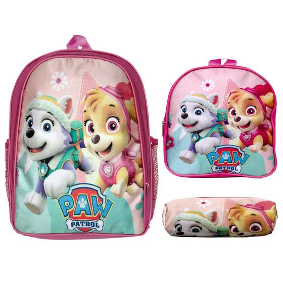 Imagem de Kit Mochila Infantil Escolar Feminina Patrulha Canina Rosa