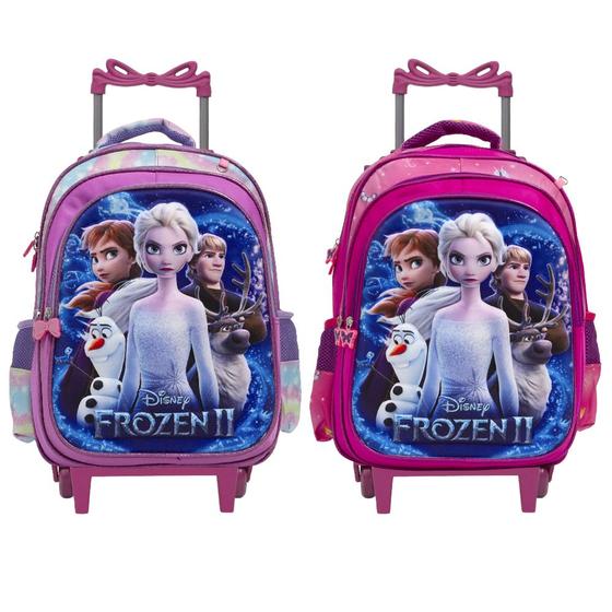 Imagem de Kit Mochila Infantil Escolar Frozen 2 Disney Com Rodinhas