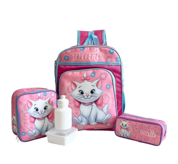 Imagem de Kit Mochila Infantil Escolar Gatinha Gata Marie Costas G F5