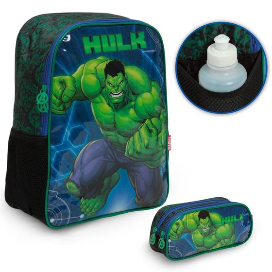 Imagem de Kit Mochila Infantil Escolar Incrível Hulk Volta As Aulas