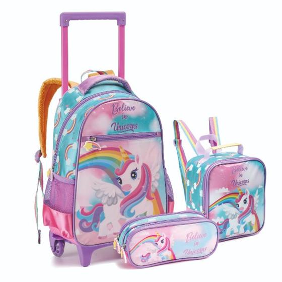 Kit Mochila Infantil Escolar Menina Unicornio 2023 Denlex Menor preço em Kit Mochila Infantil Escolar Menina Unicornio 2023 Denlex