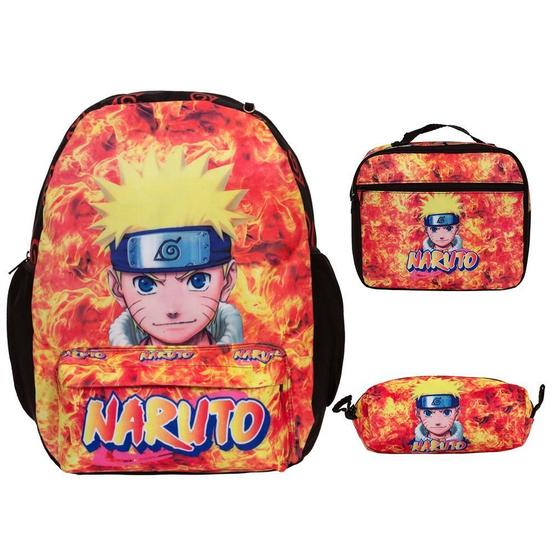 Imagem de Kit Mochila Infantil Escolar Naruto Costas Lancheira Estojo