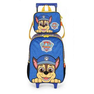 Imagem de Kit Mochila Infantil Escolar Rodinhas + Lancheira Patrulha Canina