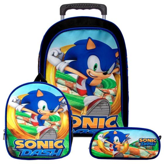 Imagem de Kit Mochila Infantil Escolar Sonic Runners Com Rodinhas