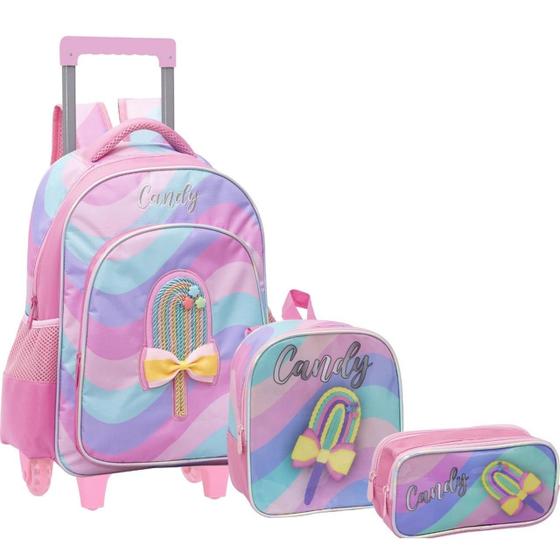 Imagem de Kit Mochila Infantil Estojo E Lancheira Sorvete Candy - Yepp