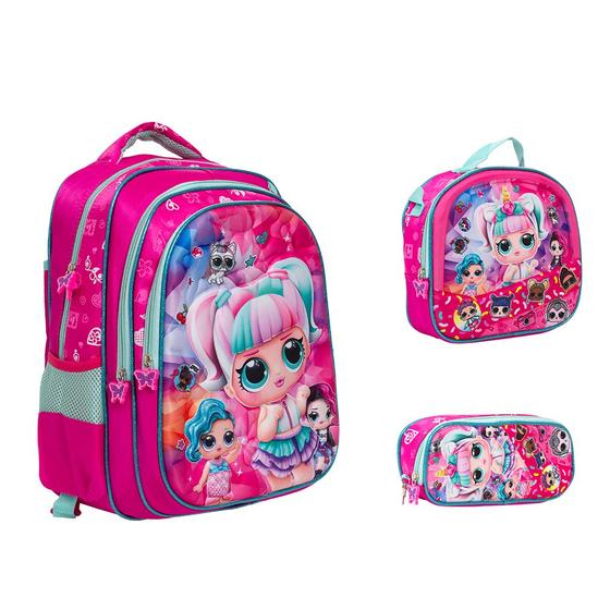 Imagem de Kit Mochila Infantil Feminina Alça Costas Lol Surprise 3D