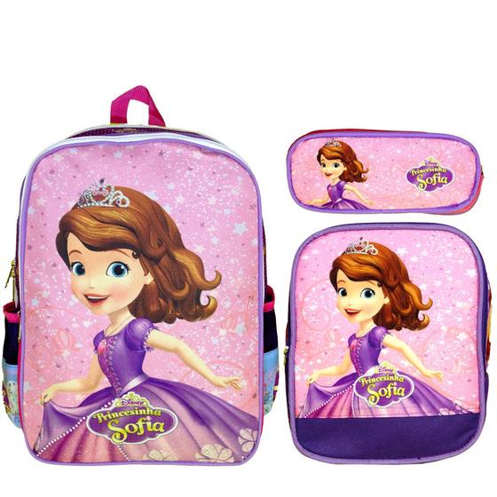 Imagem de Kit Mochila Infantil Feminina Costas Princesa Sofia Toys 2U