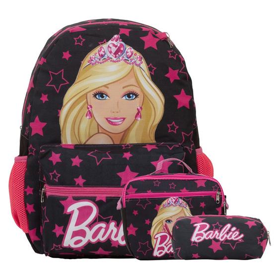 Imagem de Kit Mochila Infantil Feminina Escolar Grande Estampa Barbie