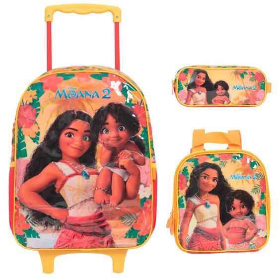 Imagem de Kit Mochila Infantil Feminina Moana 2 Rodinha Tam G Colorida