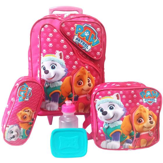 Kit Mochila Infantil Feminina Patrulha Canina Tam G Rodinhas Menor preço em Kit Mochila Infantil Feminina Patrulha Canina Tam G Rodinhas
