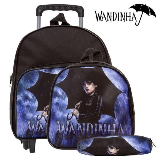 Imagem de Kit Mochila Infantil Feminina Wandinha Rodinha Envio 24hrs