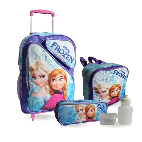 Imagem de Kit Mochila Infantil Frozen Tam G Rodinhas