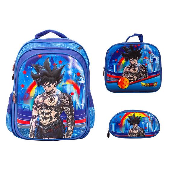 Imagem de Kit Mochila Infantil Grande Dragon Ball Anime Volta As Aulas