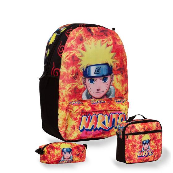 Imagem de Kit Mochila Infantil Grande Menino Naruto Uzumaki Reforçada