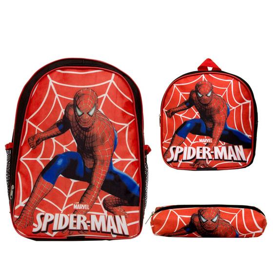 Imagem de Kit Mochila Infantil Grande Spider Man Creche Passeio Costas