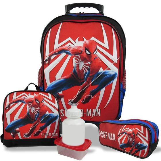 Kit Mochila Infantil Homem Aranha Rodinhas Tam G Menor preço em Kit Mochila Infantil Homem Aranha Rodinhas Tam G